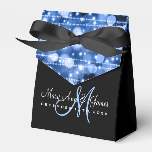 Elegante bruiloft sparkles blauw bedankdoosjes (Voorkant Zijde)