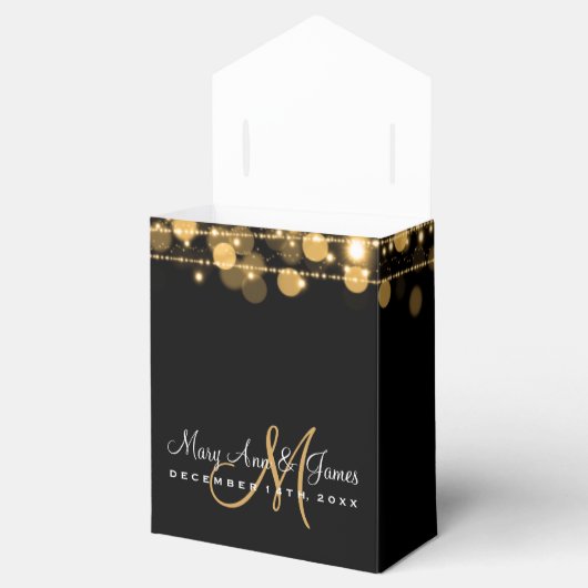 Elegante bruiloft sparkles goud bedankdoosjes (Geopend)