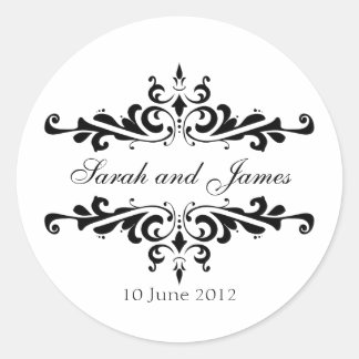 Elegante bruiloft Stickers met namen en datum