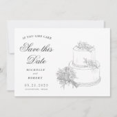 Elegante bruiloft taart foto opslaan van de datum kaart (Voorkant)