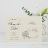 Elegante bruiloft taart foto opslaan van de datum kaart (Staand voorkant)