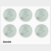 Elegante bruiloft taart pastel de datum opslaan ronde sticker (Vel)