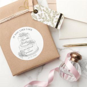 Elegante bruiloft taart pastel de datum opslaan ronde sticker