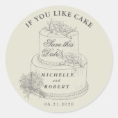 Elegante bruiloft taart pastel de datum opslaan ronde sticker (Voorkant)