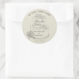 Elegante bruiloft taart pastel de datum opslaan ronde sticker