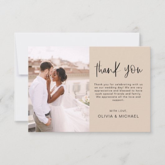 Elegante bruiloft terracotta dank u foto bedankkaart (Voorkant)