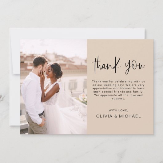 Elegante bruiloft terracotta dank u foto kaart (Voorkant)