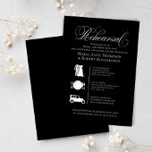 Elegante bruiloft tijdlijn repetitie diner kaart