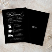 Elegante bruiloft tijdlijn repetitie diner kaart