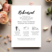 Elegante bruiloft tijdlijn repetitie diner kaart