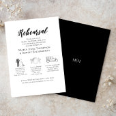 Elegante bruiloft tijdlijn repetitie diner kaart