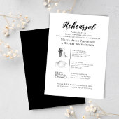 Elegante bruiloft tijdlijn repetitie diner kaart