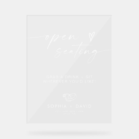 Elegante bruiloft toegewezen stoelen zijn niet onz acryl bord (Voorkant)