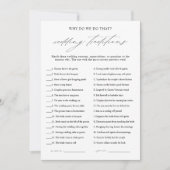 Elegante bruiloft tradities Vrijgezellenfeest spel Kaart (Voorkant)