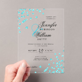 Elegante bruiloft Turquoise glitter Confetti thema Acryl Uitnodigingen