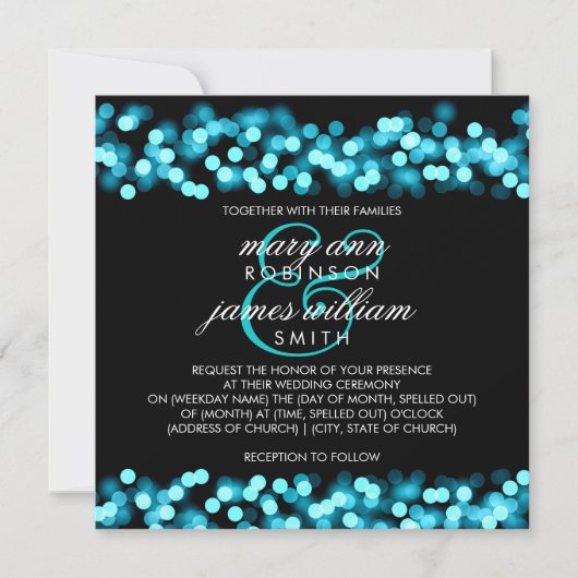 Elegante bruiloft Turquoise Hollywood Glam Kaart (Voorkant)
