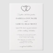 Elegante bruiloft twee harten aangepaste tekst ove vellum uitnodigingen (Voorkant)