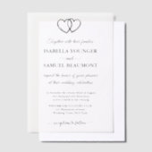 Elegante bruiloft twee harten aangepaste tekst ove vellum uitnodigingen (Offset)