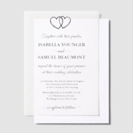 Elegante bruiloft twee harten aangepaste tekst ove vellum uitnodigingen