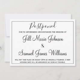 Elegante bruiloft uitgesteld kaart