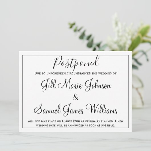 Elegante bruiloft uitgesteld kaart (Staand voorkant)