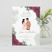 Elegante bruiloft uitnodiging (Staand voorkant)