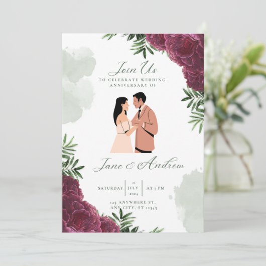 Elegante bruiloft uitnodiging (Staand voorkant)