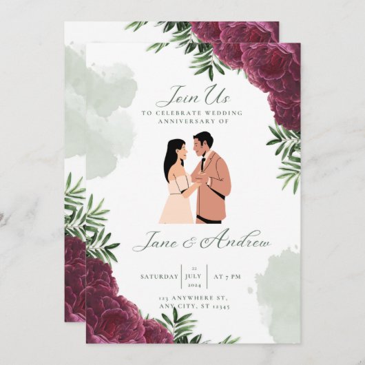 Elegante  bruiloft uitnodiging (Voorkant / Achterkant)