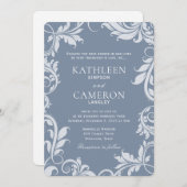 Elegante bruiloft uitnodiging | Bladeren | Dusty B (Voorkant / Achterkant)