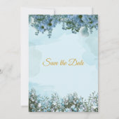 Elegante bruiloft uitnodiging, blauw, blauwe bloem kaart (Achterkant)
