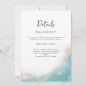 Elegante bruiloft uitnodiging blauw en goud bruilo (Achterkant)