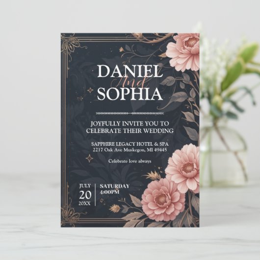 Elegante bruiloft uitnodiging Design (Staand voorkant)