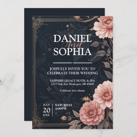 Elegante bruiloft uitnodiging Design (Voorkant / Achterkant)