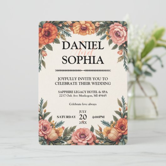 Elegante bruiloft uitnodiging Design (Staand voorkant)