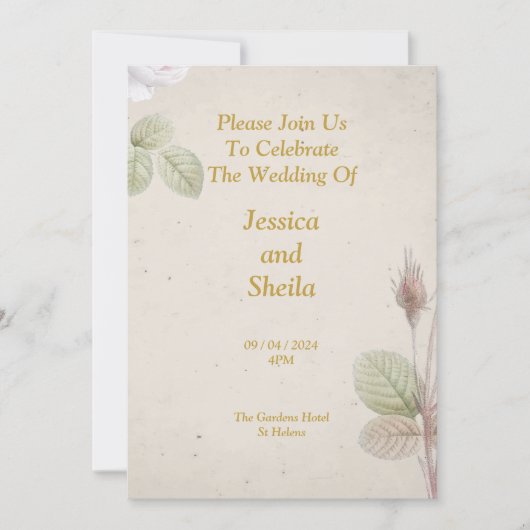 Elegante bruiloft uitnodiging, eenvoudige bloemen kaart (Voorkant)