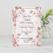 Elegante bruiloft uitnodiging, gemarmerde roze blo kaart (Staand voorkant)