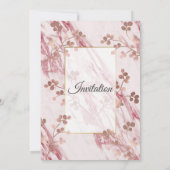 Elegante bruiloft uitnodiging, gemarmerde roze blo kaart (Achterkant)