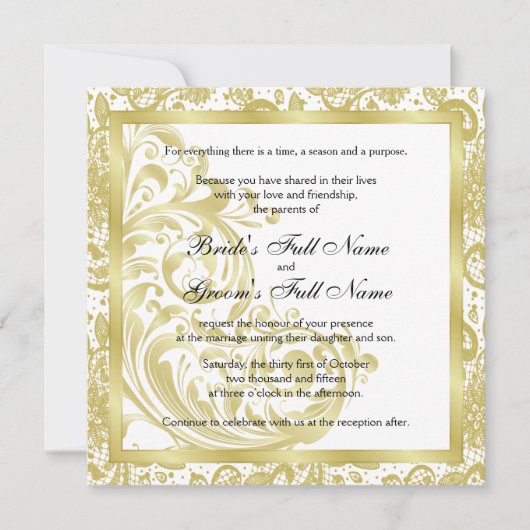 Elegante bruiloft uitnodiging - Goud (Voorkant)