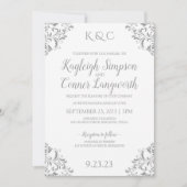  elegante bruiloft uitnodiging | Grijs (Voorkant)