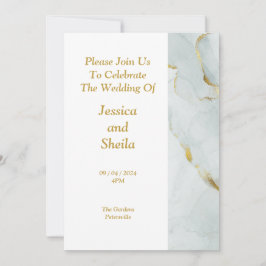 Elegante bruiloft uitnodiging, groen, goud, gemarm kaart
