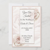 Elegante bruiloft uitnodiging, grote roze bloemen kaart (Voorkant)