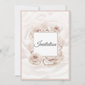 Elegante bruiloft uitnodiging, grote roze bloemen kaart (Achterkant)