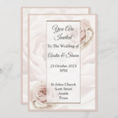 Elegante bruiloft uitnodiging, grote roze bloemen kaart (Voorkant / Achterkant)