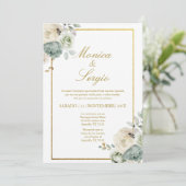 Elegante bruiloft uitnodiging in het Spaans (Staand voorkant)
