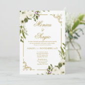 Elegante bruiloft uitnodiging in het Spaans (Staand voorkant)
