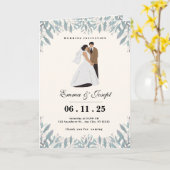 Elegante bruiloft uitnodiging Kaart met bruid en b (Gele Bloem)