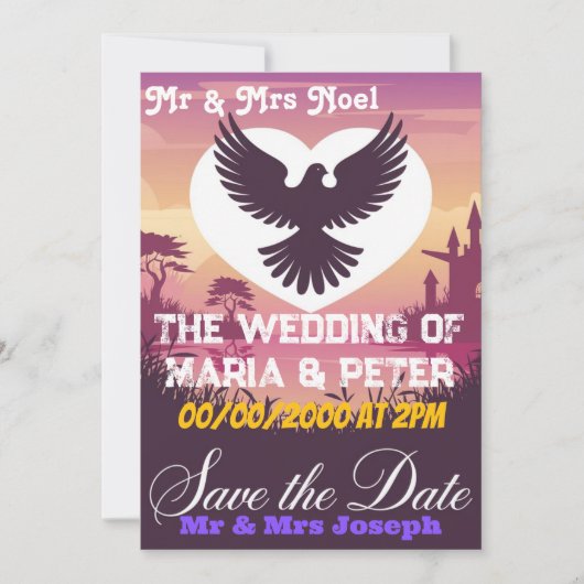 Elegante bruiloft uitnodiging Kaart met een hart-v (Voorkant)