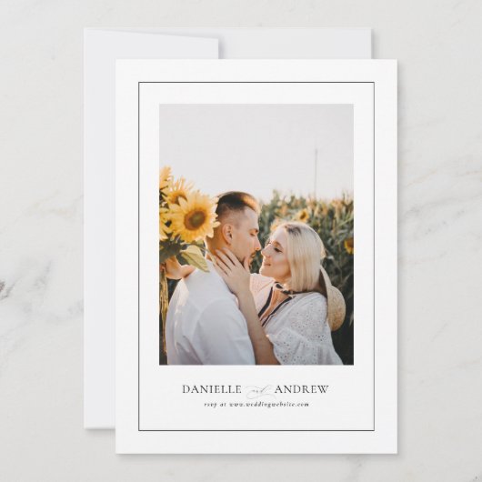 Elegante bruiloft uitnodiging, klassieke moderne b kaart (Achterkant)