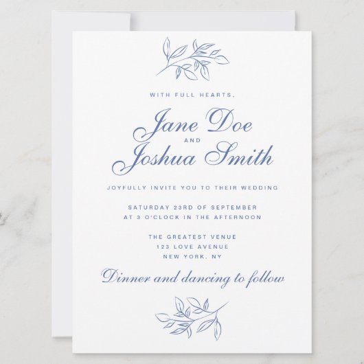 Elegante bruiloft uitnodiging met groen (Voorkant)