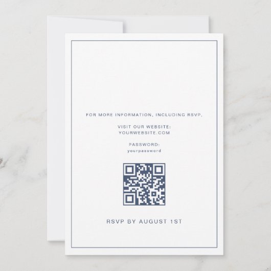 Elegante bruiloft uitnodiging met QR Code (Achterkant)